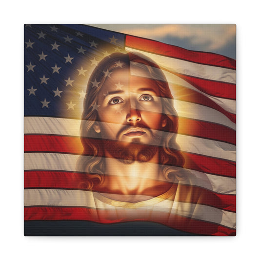 "Jesus Stars and Stripes" – Matte Canvas