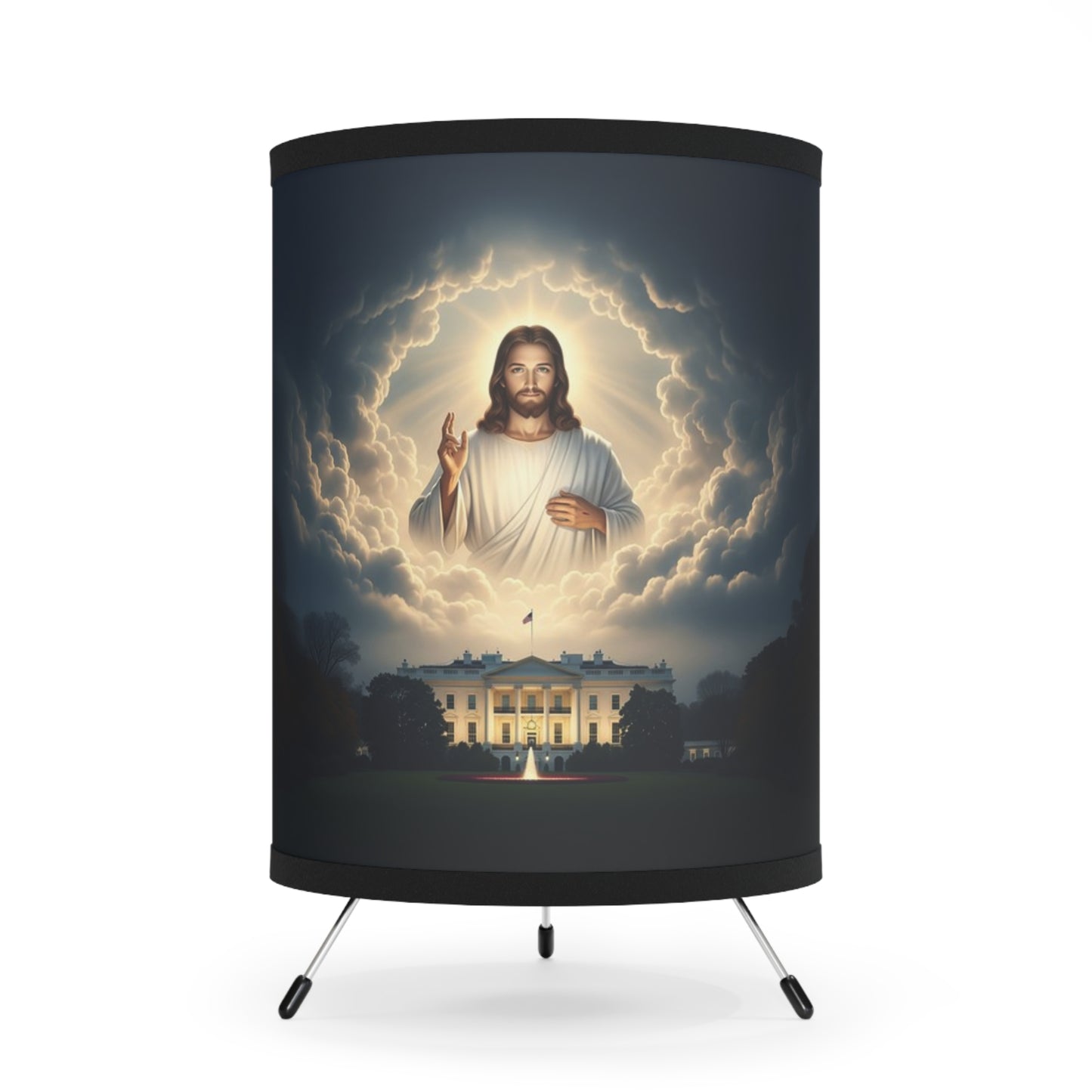 "Jesus Over the White House" Tripod Lamp