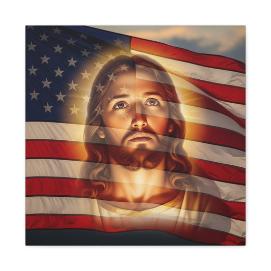 "Jesus Stars and Stripes" – Matte Canvas